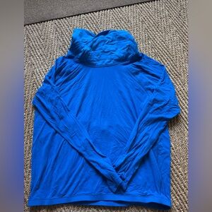 Lululemon Healthy Heart Pullover in blue with a cowl neck.